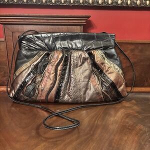 Samir Handbags Patchwork Leather Foldover Clutch Crossbody‎ Bag USA